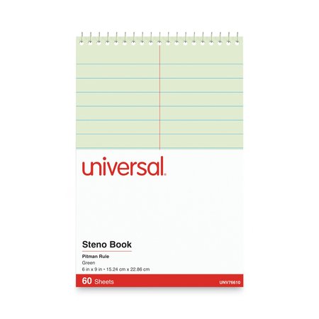 Universal Steno Book, Pitman Rule, 6x9, Green, 6 UNV76610